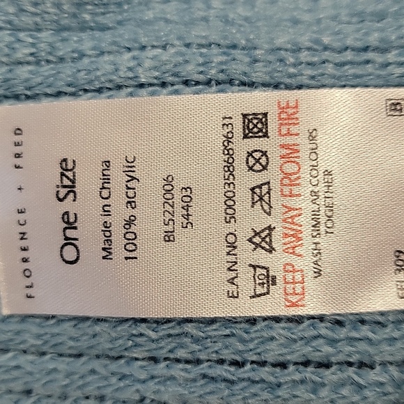 Florence & Fred Teal 'ish Blue Fringe Scarf 56" w-out Fringe - Picture 3 of 3